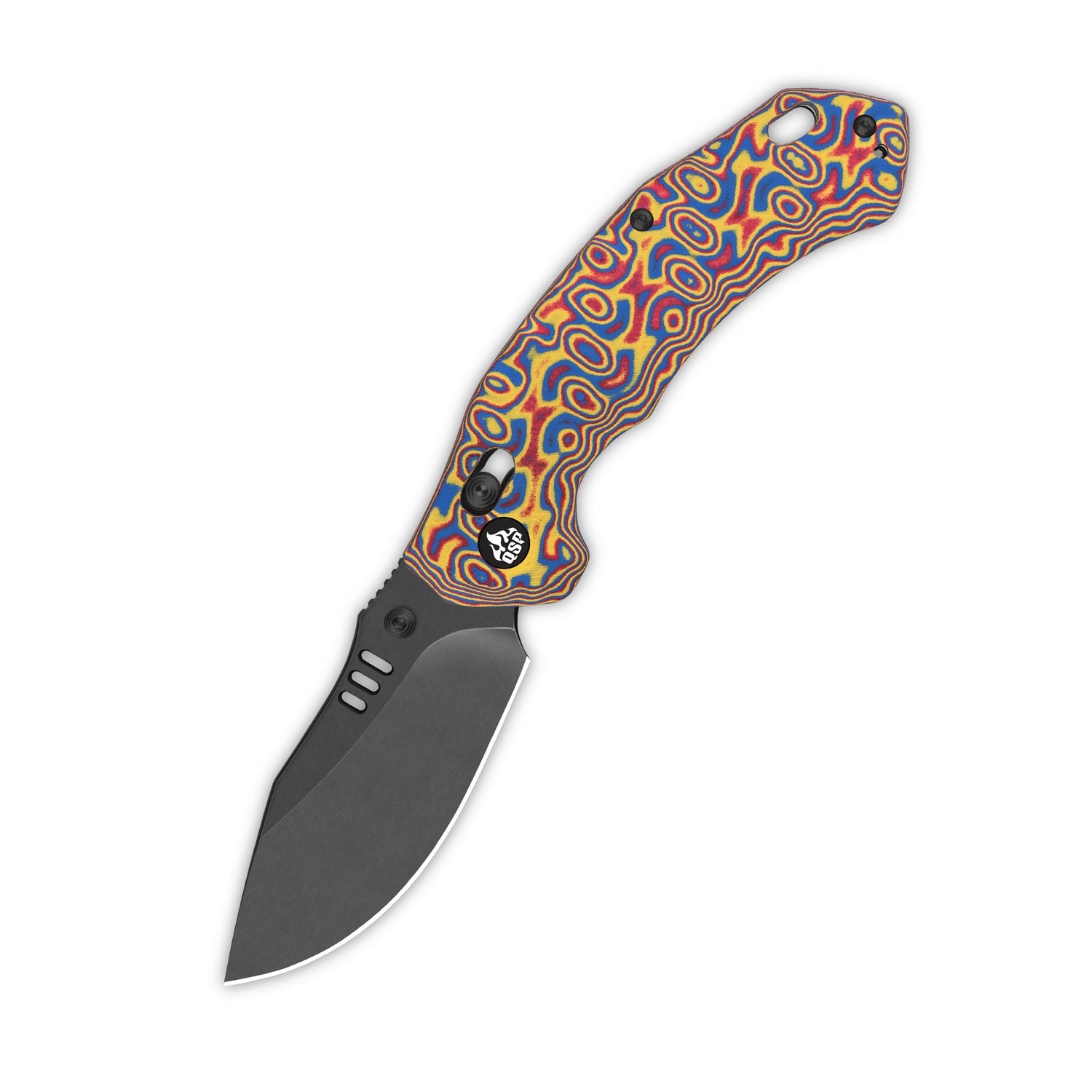 QSP Elk QS173-C2 Blackwashed 14C28N Blade Colorful Micarta Handle Glyde Lock Folding Knife