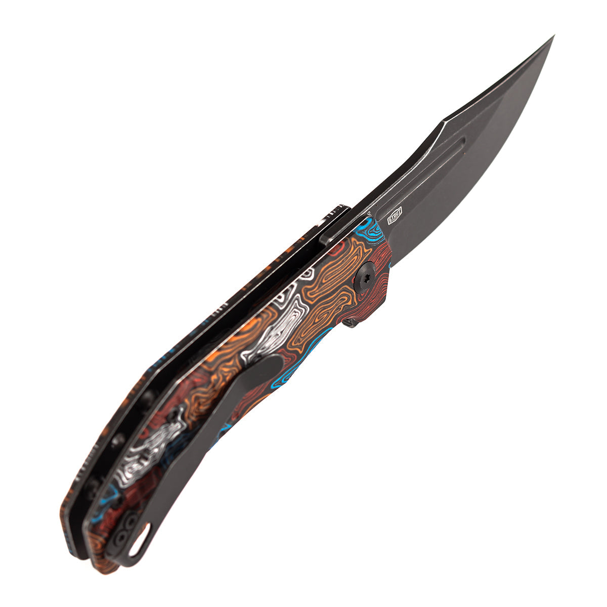 Tenable Orion B1089A7 Blackwashed 14C28N Blade Multi-color Topo G-mascus Handle Liner Lock Folding Knife