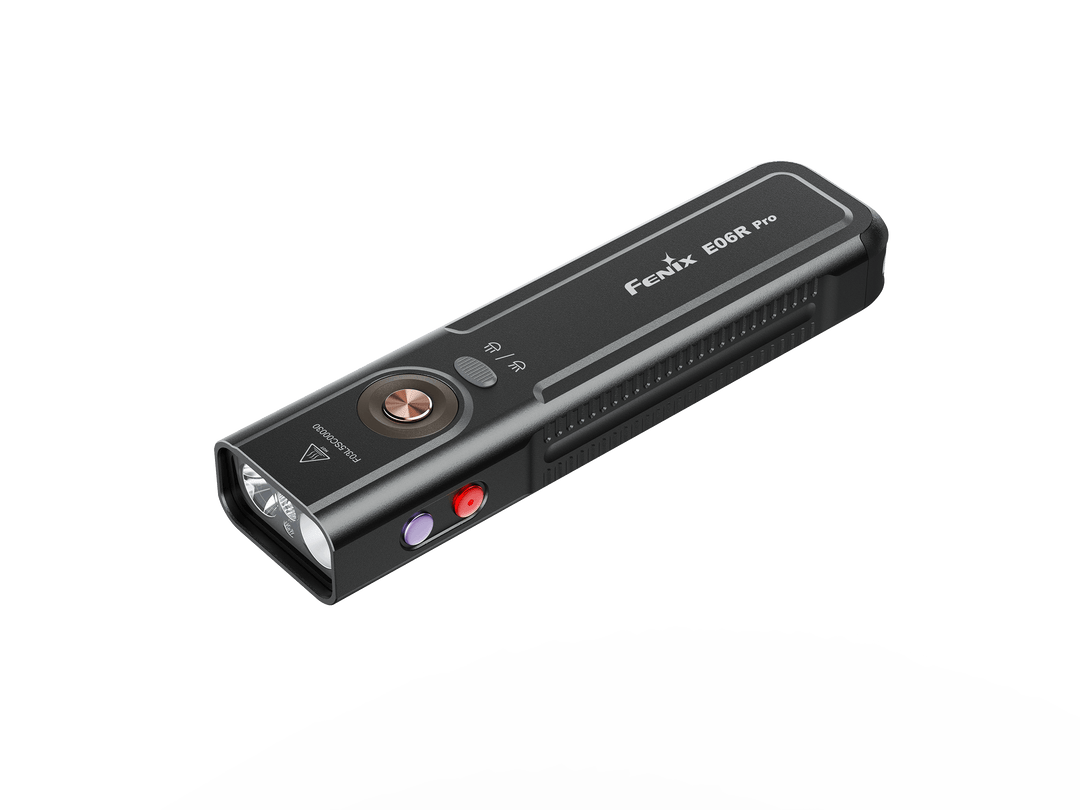 Fenix E06R Pro Black Keychain Light with White, UV, & Red Laser Lights - 1600 Lumens