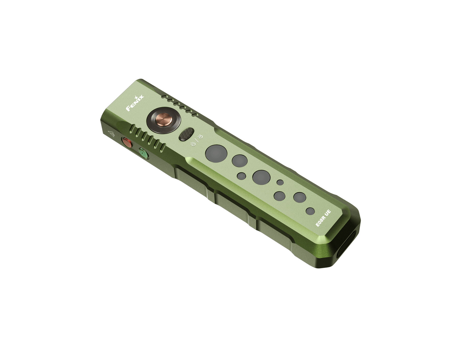 Fenix E08R UE Olive Drab Multi-Light EDC Flashlight With Red Light & Green Laser