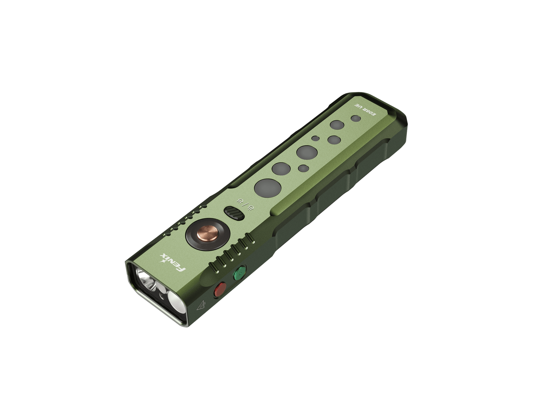 Fenix E08R UE Olive Drab Multi-Light EDC Flashlight With Red Light & Green Laser