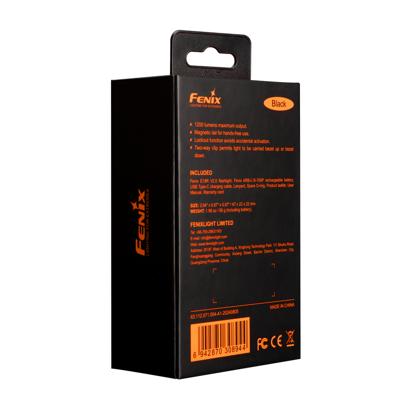 Fenix E18R V2 Rechargeable LED Mini Portable EDC Flashlight