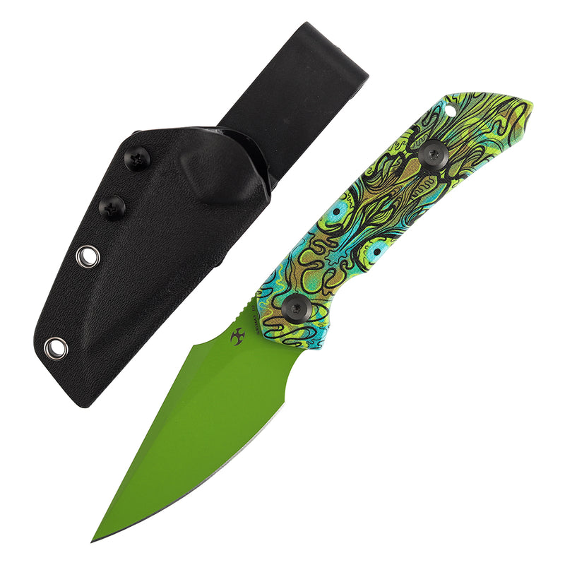Kansept Fenrir G3034A3 D2 Blade Jade G10 with Green Undead Print Handle Fixed Blade Knife