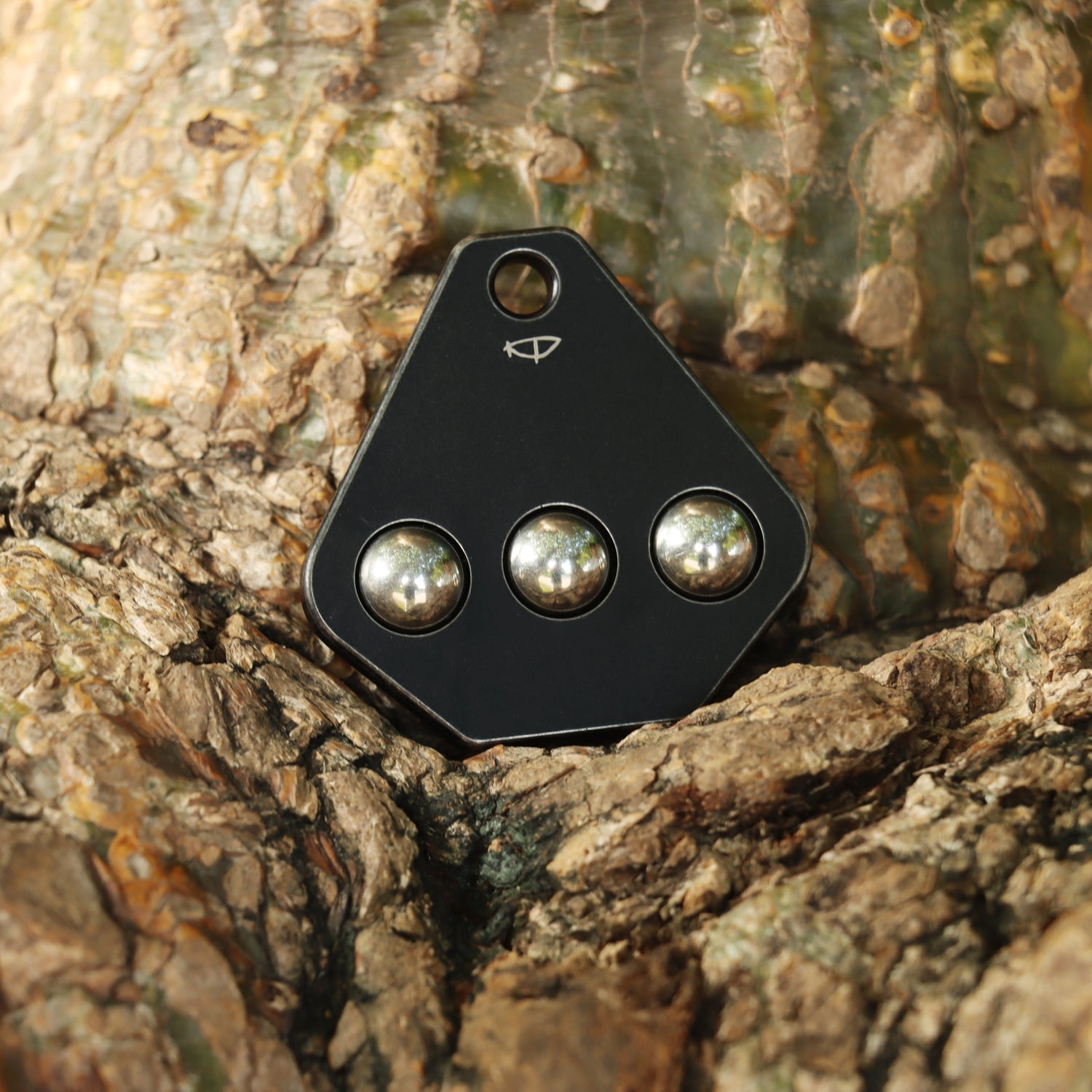 Kansept EDC Roller G012R3 Black Stonewash Titanium with Three Steel Balls for Stress-Relief with Lanyard Hole EDC