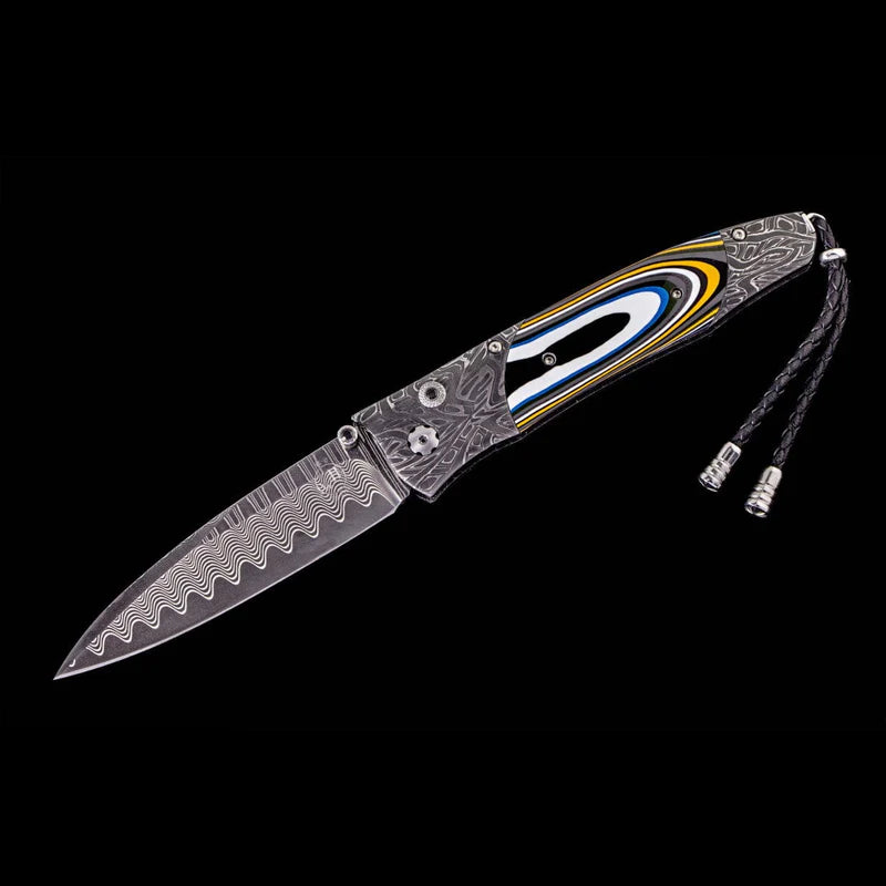 William henry B30 0CTANE Damascus Blade Damascus Handle Pocket Knife Button Lock Knives