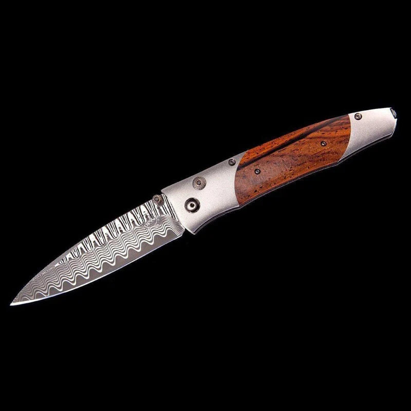William henry B30 VERONA Damascus Blade Titanium With Wood Handle Pocket Knife Button Lock Knives