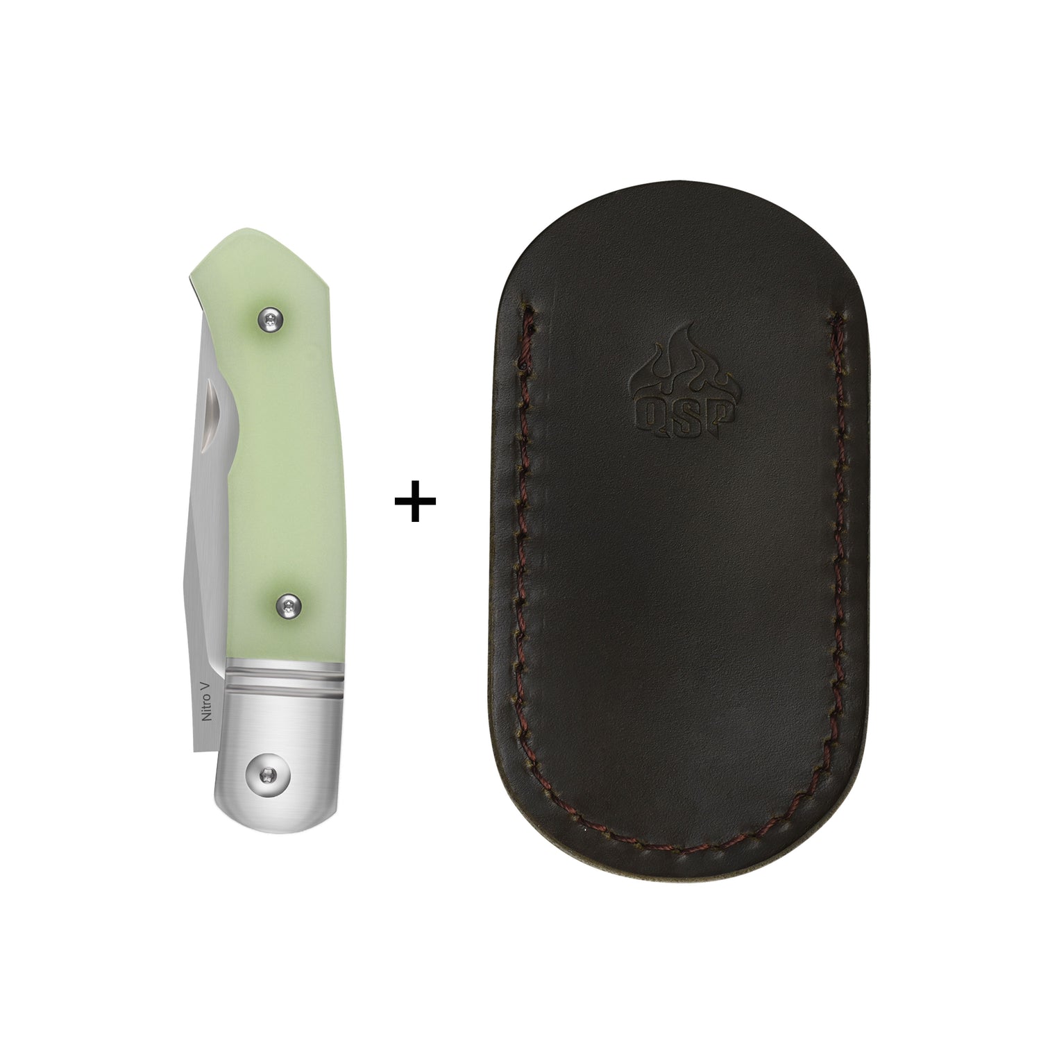 QSP Heron QS175-A Nitro-V Blade Glow-in-the-Dark G10 Handle Clip Point Lock Folding Knife