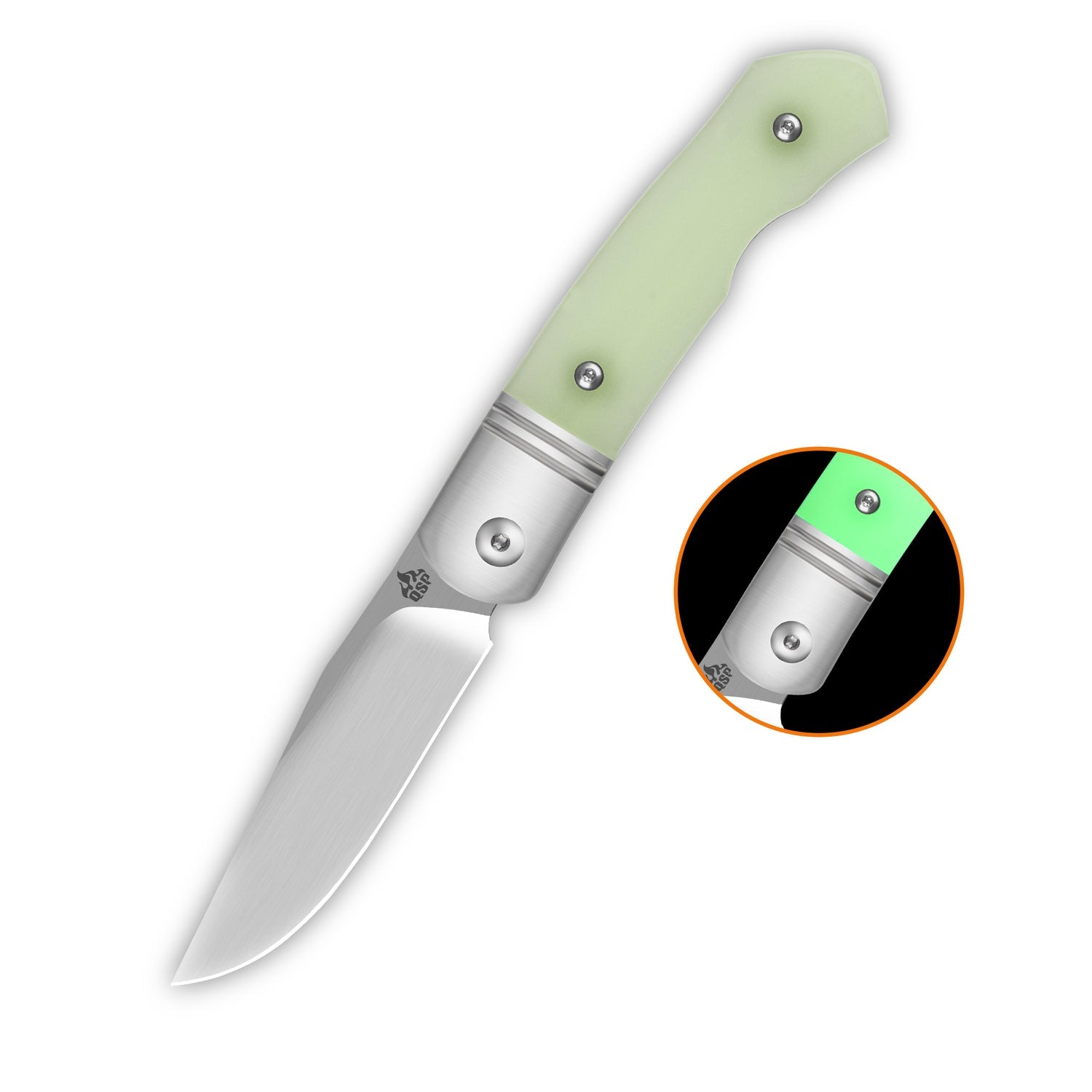 QSP Heron QS175-A Nitro-V Blade Glow-in-the-Dark G10 Handle Clip Point Lock Folding Knife