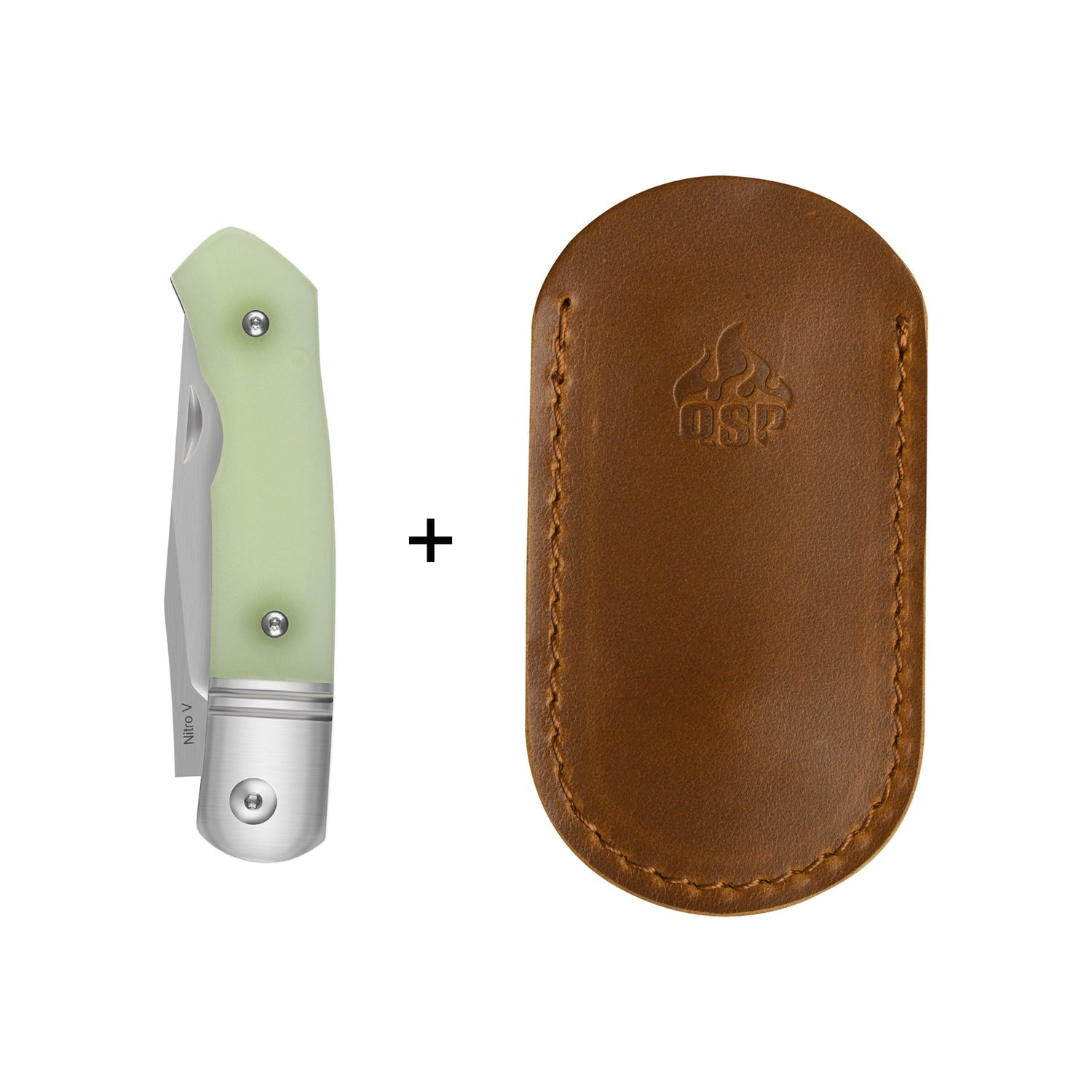 QSP Heron QS175-A Nitro-V Blade Glow-in-the-Dark G10 Handle Clip Point Lock Folding Knife