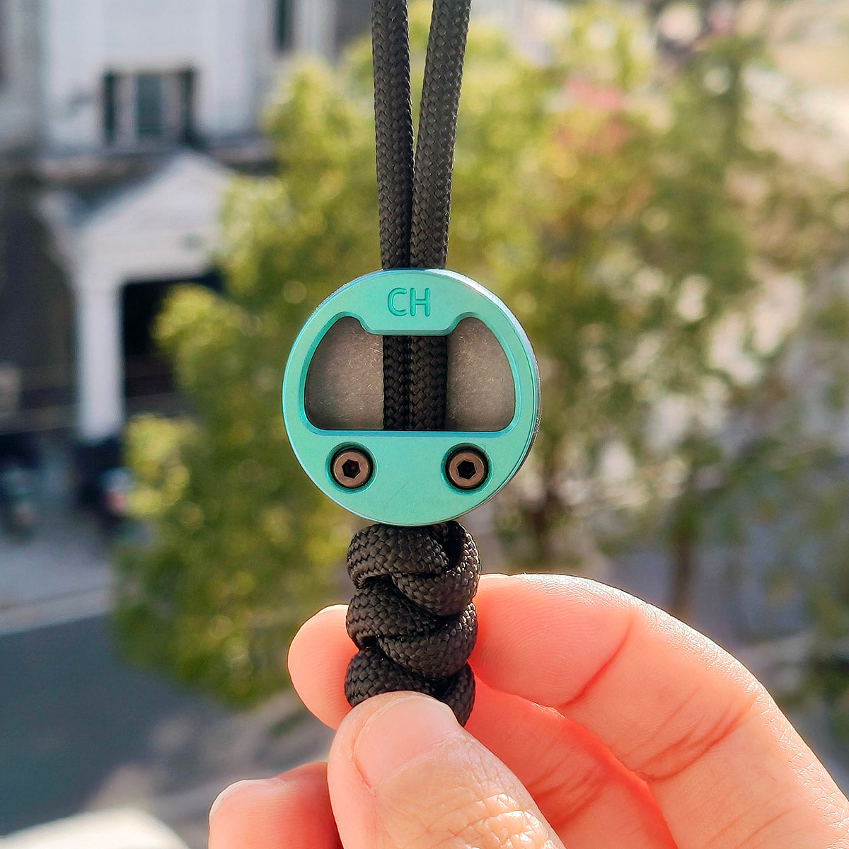 Cpprhd POP Titanium Bottle Opener Limited Paracord Knife Lanyard Bead Anodized Green