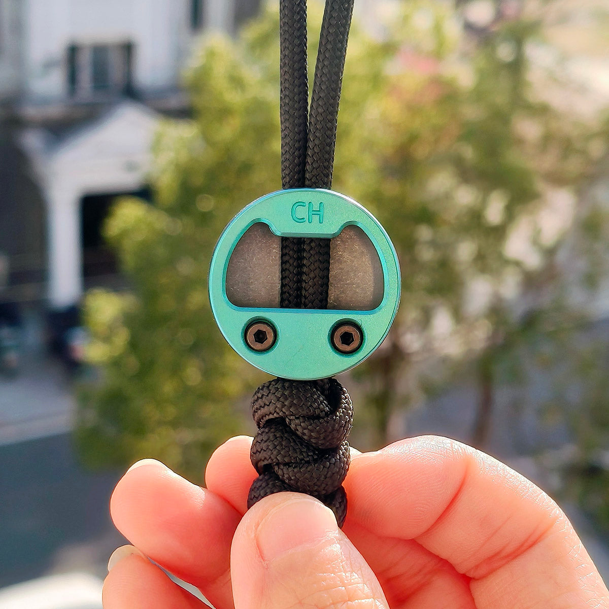 Cpprhd POP Titanium Bottle Opener Limited Paracord Knife Lanyard Bead Anodized Green