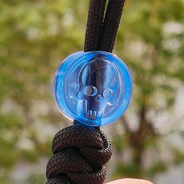 SnakeSword Resin Lanyard Beads Transparent blue Resin Skull Knives EDC Beads 3 PCS
