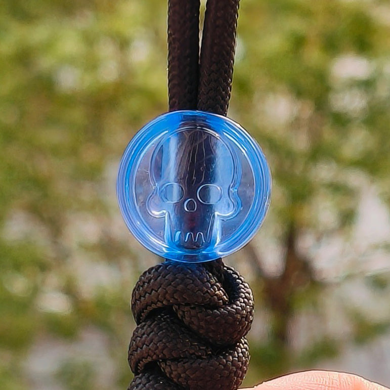 SnakeSword Resin Lanyard Beads Transparent blue Resin Skull Knives EDC Beads 3 PCS