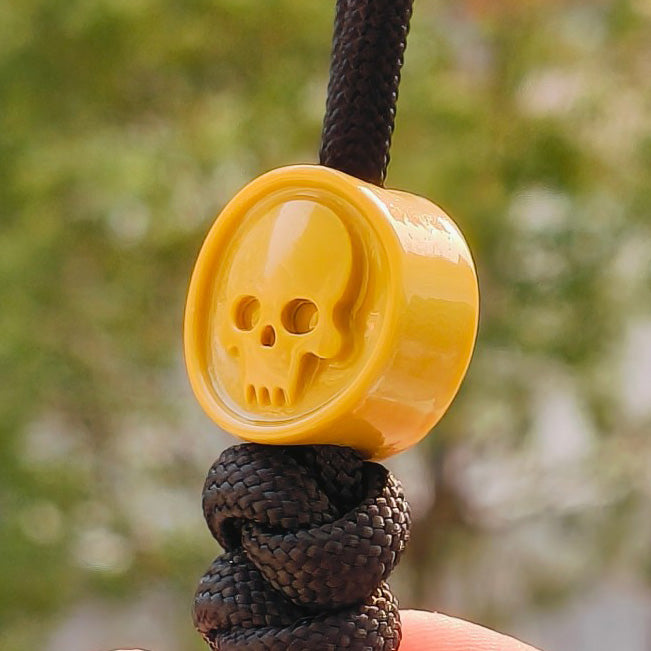 SnakeSword Resin Lanyard Beads Yellow Resin Skull Knife EDC Beads 3 PCS