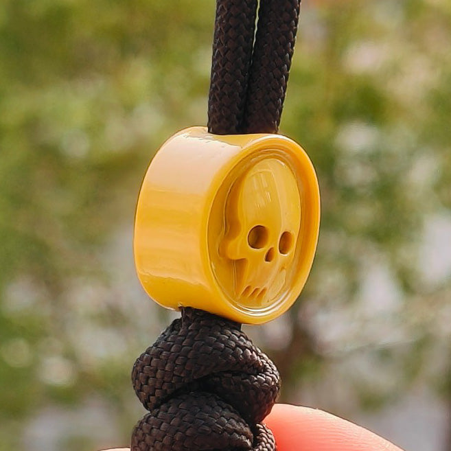 SnakeSword Resin Lanyard Beads Yellow Resin Skull Knife EDC Beads 3 PCS
