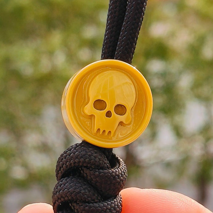 SnakeSword Resin Lanyard Beads Yellow Resin Skull Knife EDC Beads 3 PCS