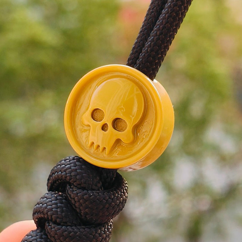 SnakeSword Resin Lanyard Beads Yellow Resin Skull Knife EDC Beads 3 PCS