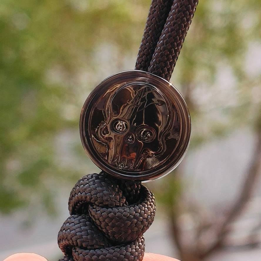 SnakeSword Resin Lanyard Beads Transparent Black Resin Skull Knife EDC Pendant 3 PCS