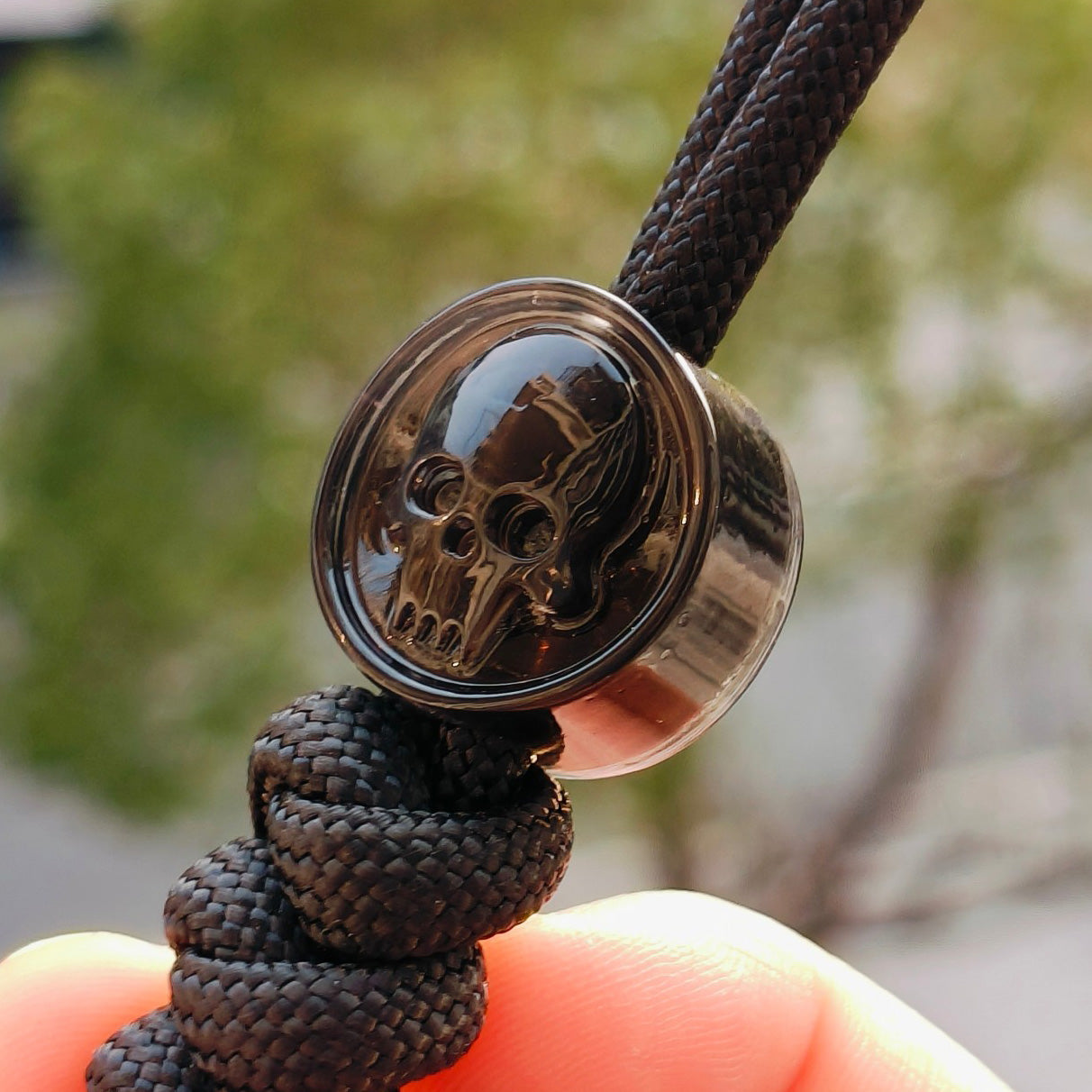SnakeSword Resin Lanyard Beads Transparent Black Resin Skull Knife EDC Pendant 3 PCS