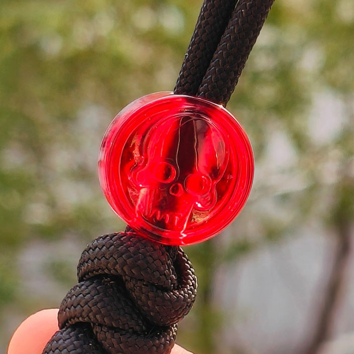 SnakeSword Resin Lanyard Beads Transparent Red Resin Skull Knife EDC Pendant 3 PCS
