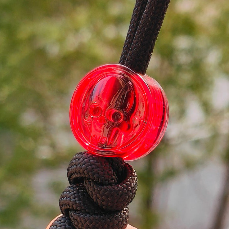 SnakeSword Resin Lanyard Beads Transparent Red Resin Skull Knife EDC Pendant 3 PCS