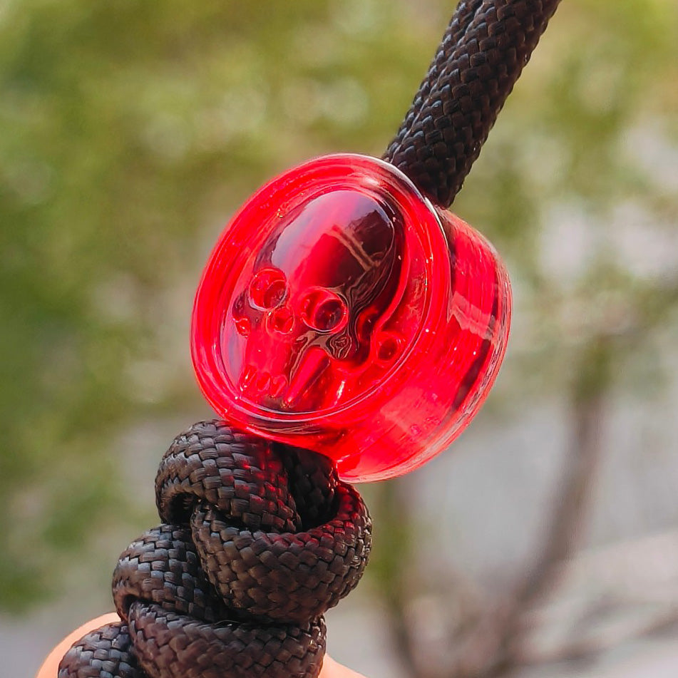 SnakeSword Resin Lanyard Beads Transparent Red Resin Skull Knife EDC Pendant 3 PCS