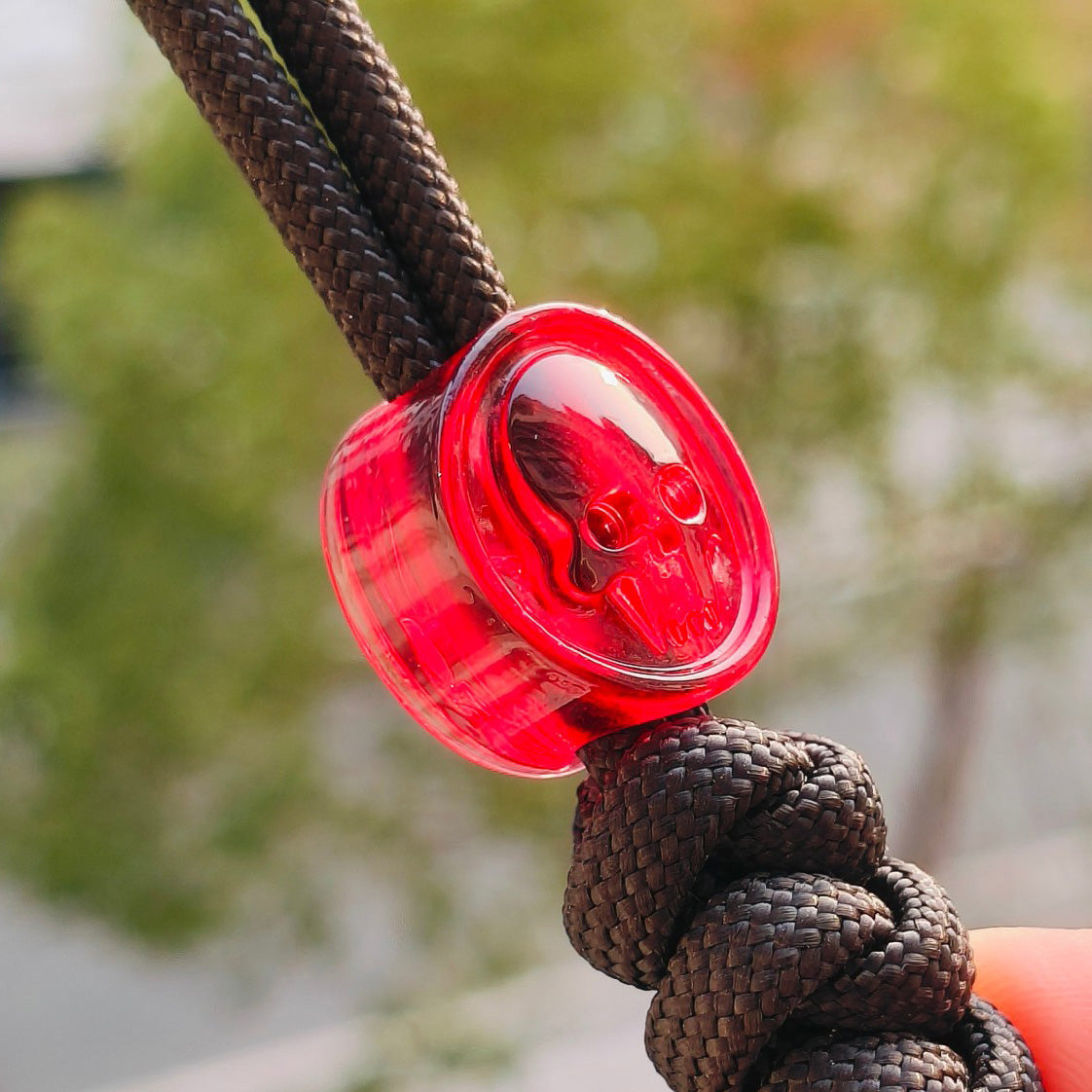 SnakeSword Resin Lanyard Beads Transparent Red Resin Skull Knife EDC Pendant 3 PCS