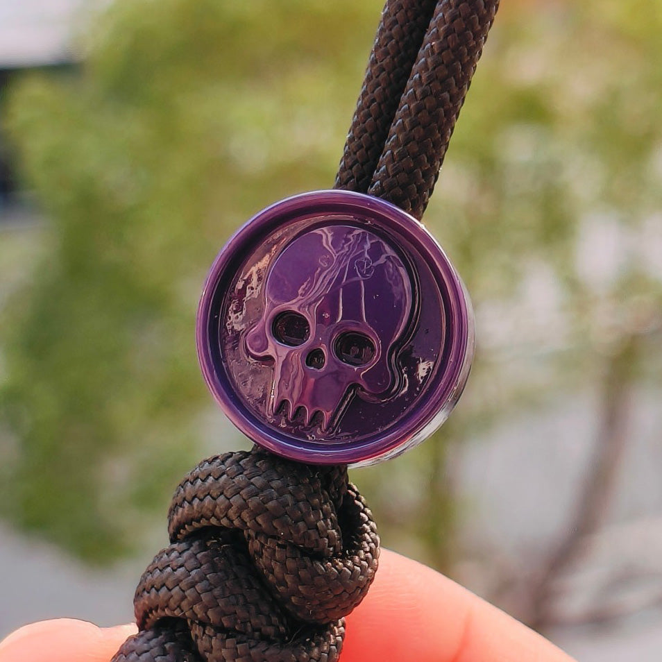 SnakeSword Resin Lanyard Beads Purple Resin Skull Knife Beads EDC Pendant 3 PCS
