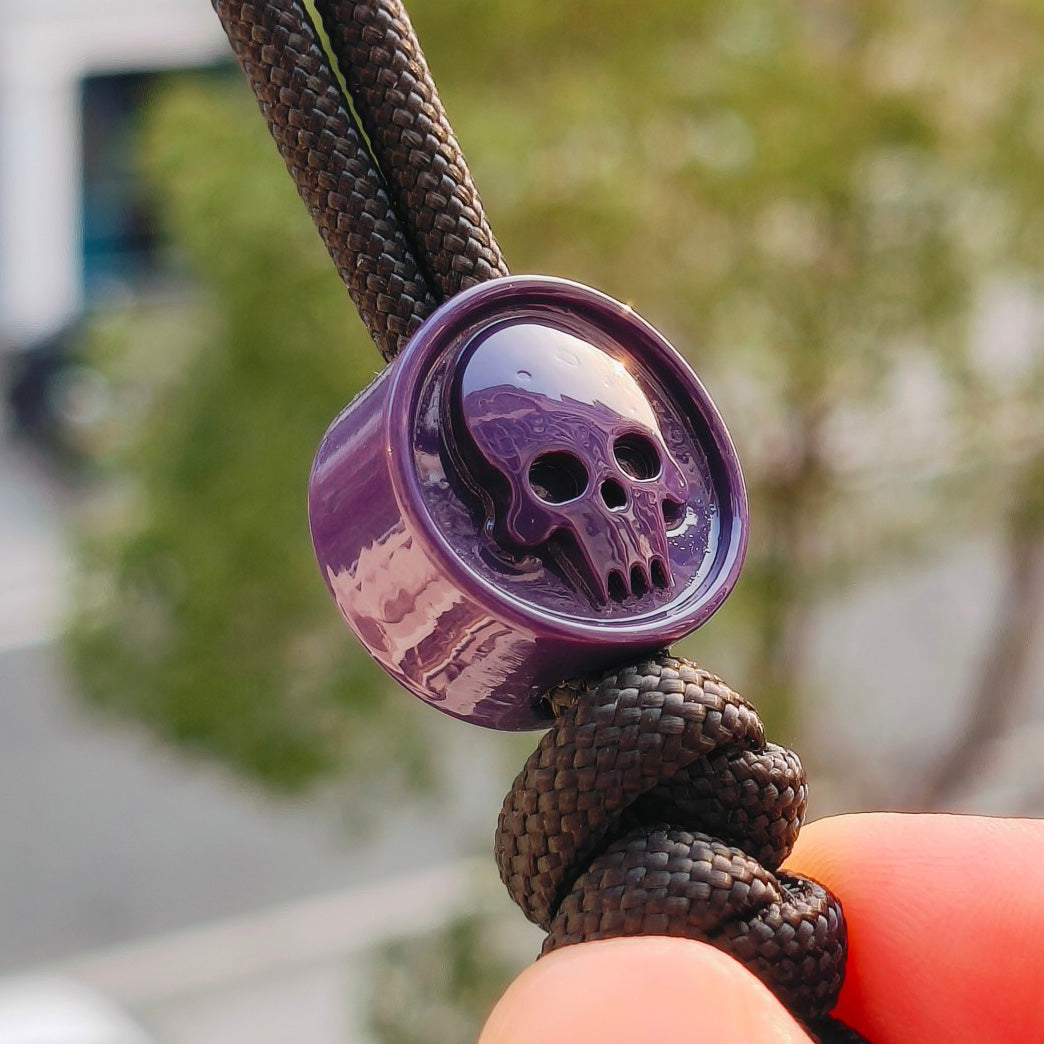 SnakeSword Resin Lanyard Beads Purple Resin Skull Knife Beads EDC Pendant 3 PCS