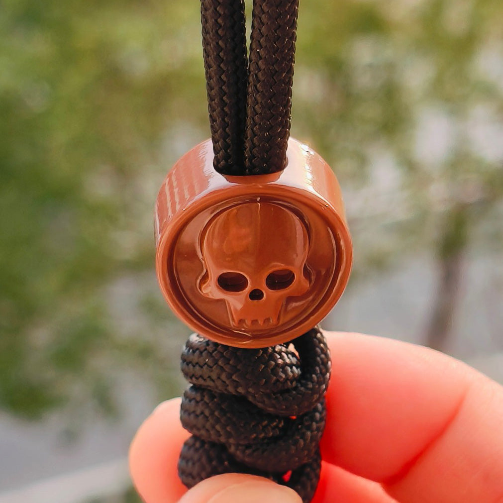 SnakeSword Resin Lanyard Beads Brown Resin Skull Knife Beads EDC Pendant 3 PCS
