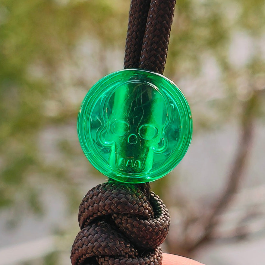 SnakeSword Resin Lanyard Beads Transparent Green Resin Skull Knife EDC Pendant 3 PCS
