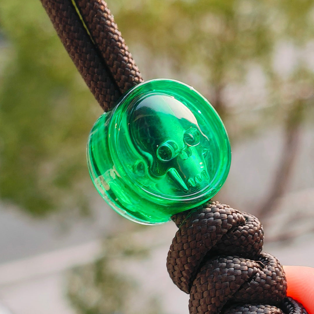 SnakeSword Resin Lanyard Beads Transparent Green Resin Skull Knife EDC Pendant 3 PCS
