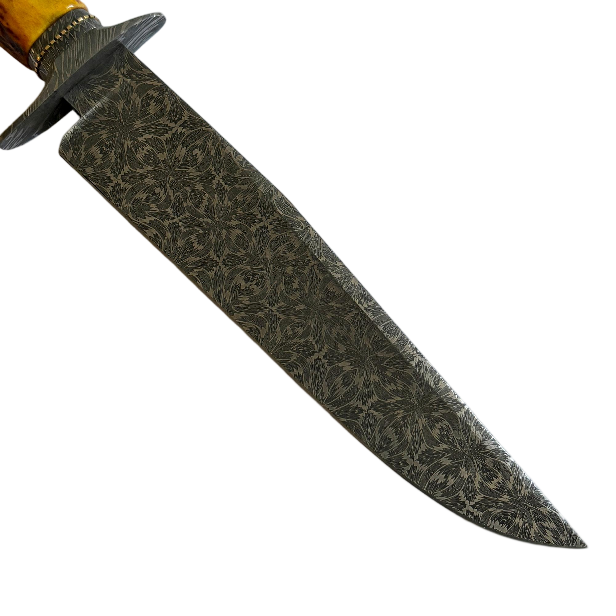 Jimmy Yang Damascus Steel and Water Deer Antler Handle Custom Bowie Knife