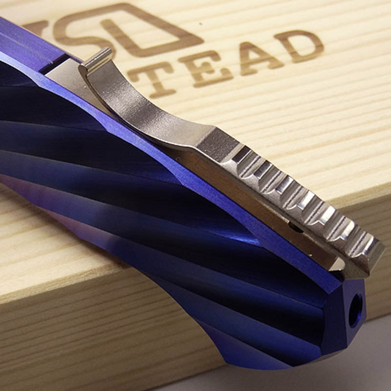 Rockstead RYO H-ZDP (BL) ZDP189 Blade Blue DLC Titanium Handle Button Lock