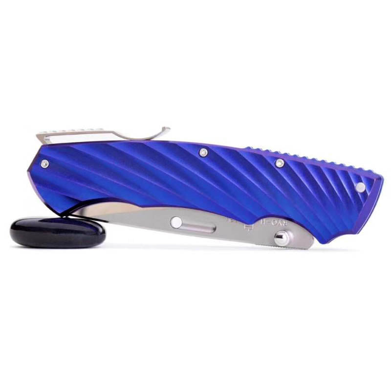 Rockstead RYO H-ZDP (BL) ZDP189 Blade Blue DLC Titanium Handle Button Lock