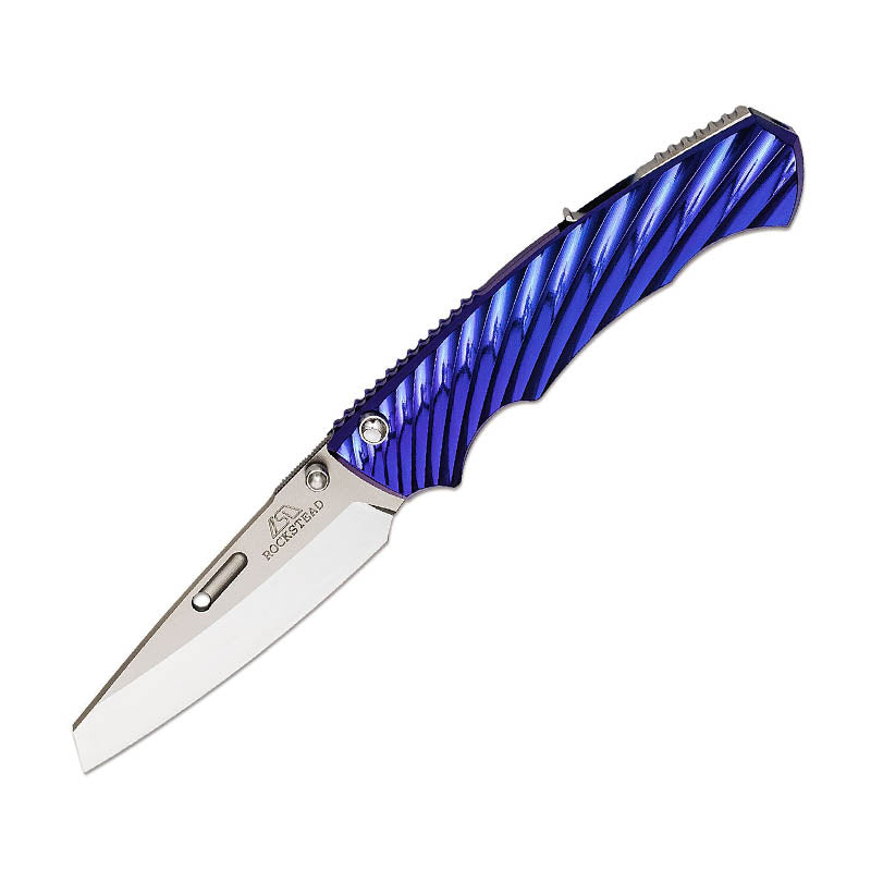 Rockstead RYO H-ZDP (BL) ZDP189 Blade Blue DLC Titanium Handle Button Lock