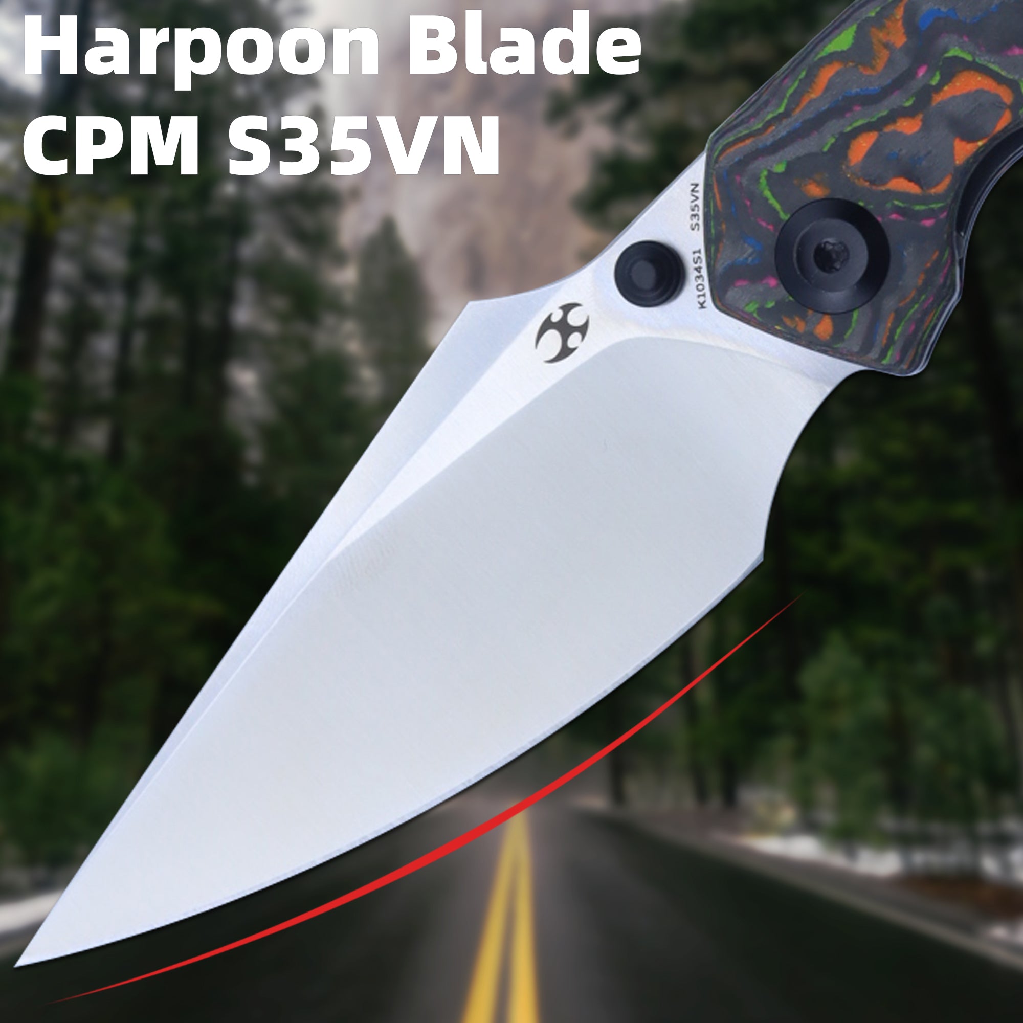 Kansept Fenrir K1034S1 Flipper Knife CPM-S35VN Blade Titanium + Carbon Fiber Handle Edc Knife