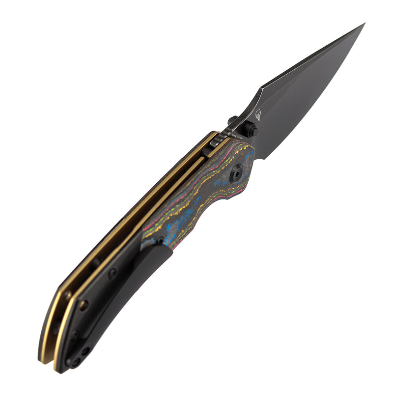 Kansept Fenrir K1034H1 Blackwash CPM-20CV Blade 80S Camo Carbon Fiber & Titanium Handle Top Liner Lock Folding Knife