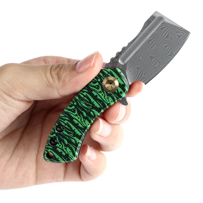 Kansept Mini Korvid Flipper Knife Damascus Blade G10 Handle K3030A12