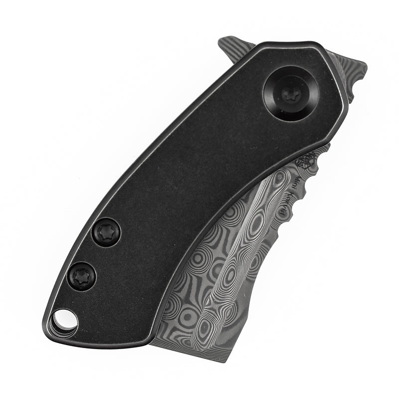 Kansept Mini Korvid K3030H1 Damascus Blade Titanium Handle Liner Lock Folding Kinfe