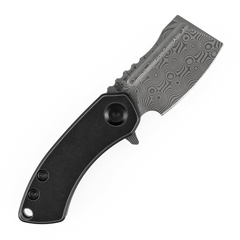 Kansept Mini Korvid K3030H1 Damascus Blade Titanium Handle Liner Lock Folding Kinfe