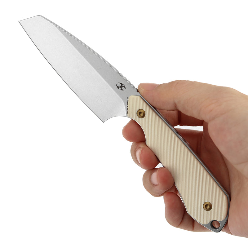 Kansept Valk G019A3 Stonewashed Nitro-V Blade Ivory G10 Handle Fixed Blade Knife