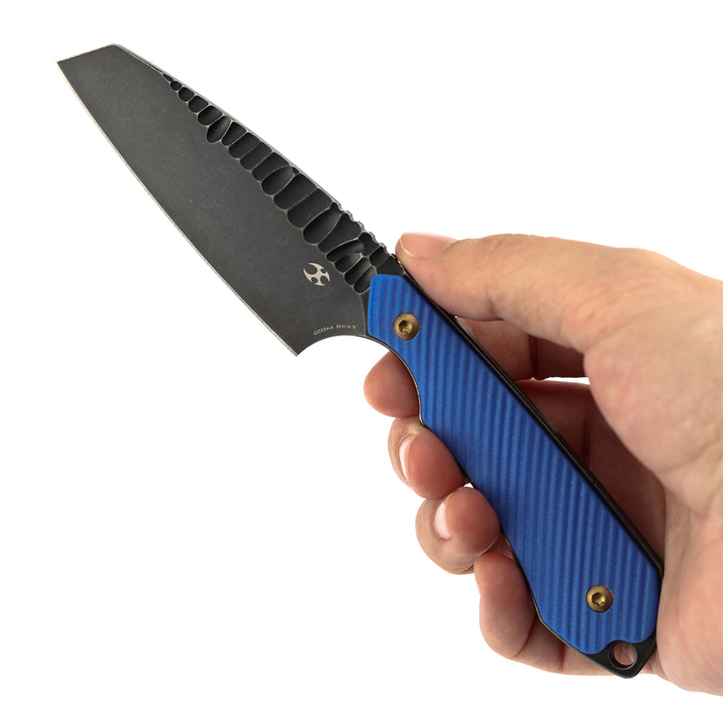 Kansept Valk G019A4 Blackwash Nitro-V Blade Dark Blue G10 Handle Fixed Blade Knife