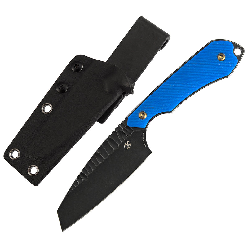 Kansept Valk G019A4 Blackwash Nitro-V Blade Dark Blue G10 Handle Fixed Blade Knife