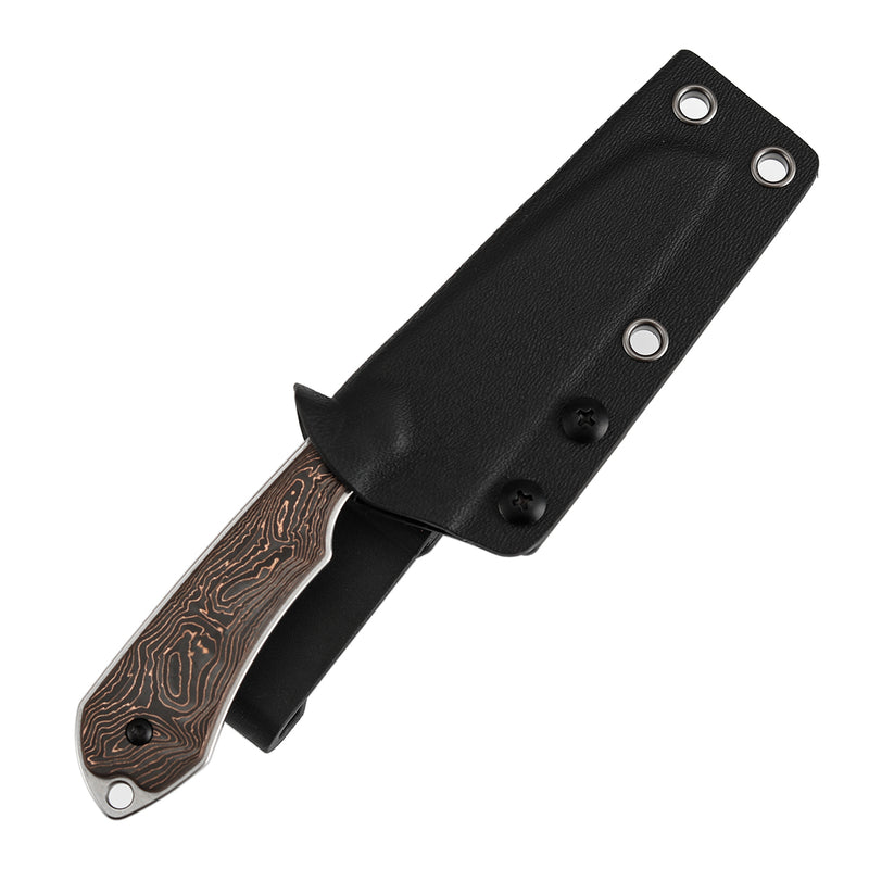 Kansept Valk G019A5 Stonewashed Nitro-V Blade Copper Carbon Fiber Handle Fixed Blade Knife