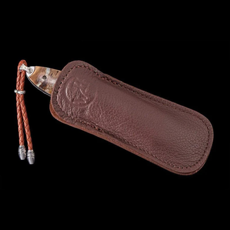 William Henry B10 ANCIENT Damascus Blade 24K Gold Koftgari Frame inlaid with Wooly Mammoth tooth Pocket Knife Button Lock