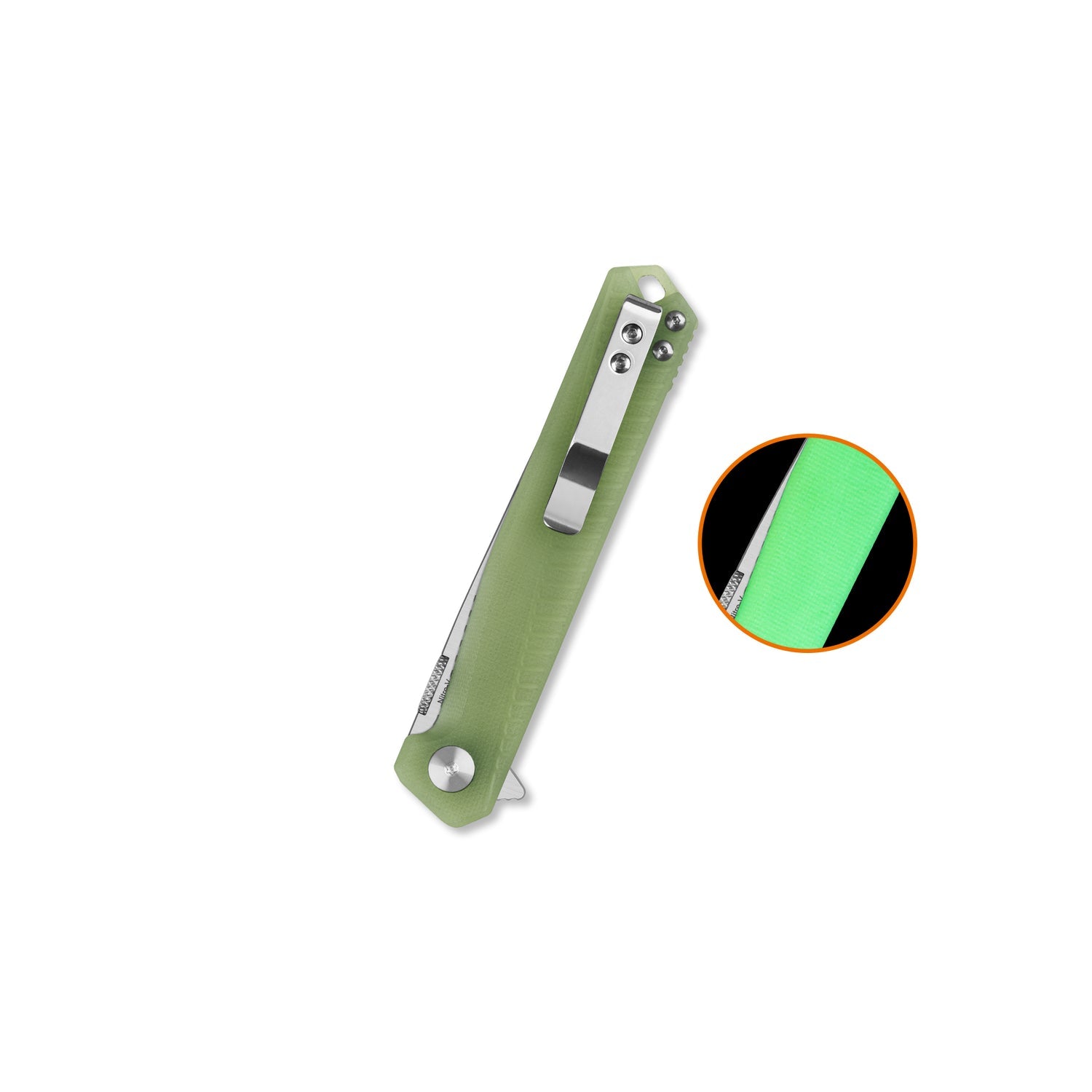 QSP Mantis QS176-B1 Satin Washed Nitro-V Blade Glow in the Dark G10 Handle Liner Lock Folding Knife