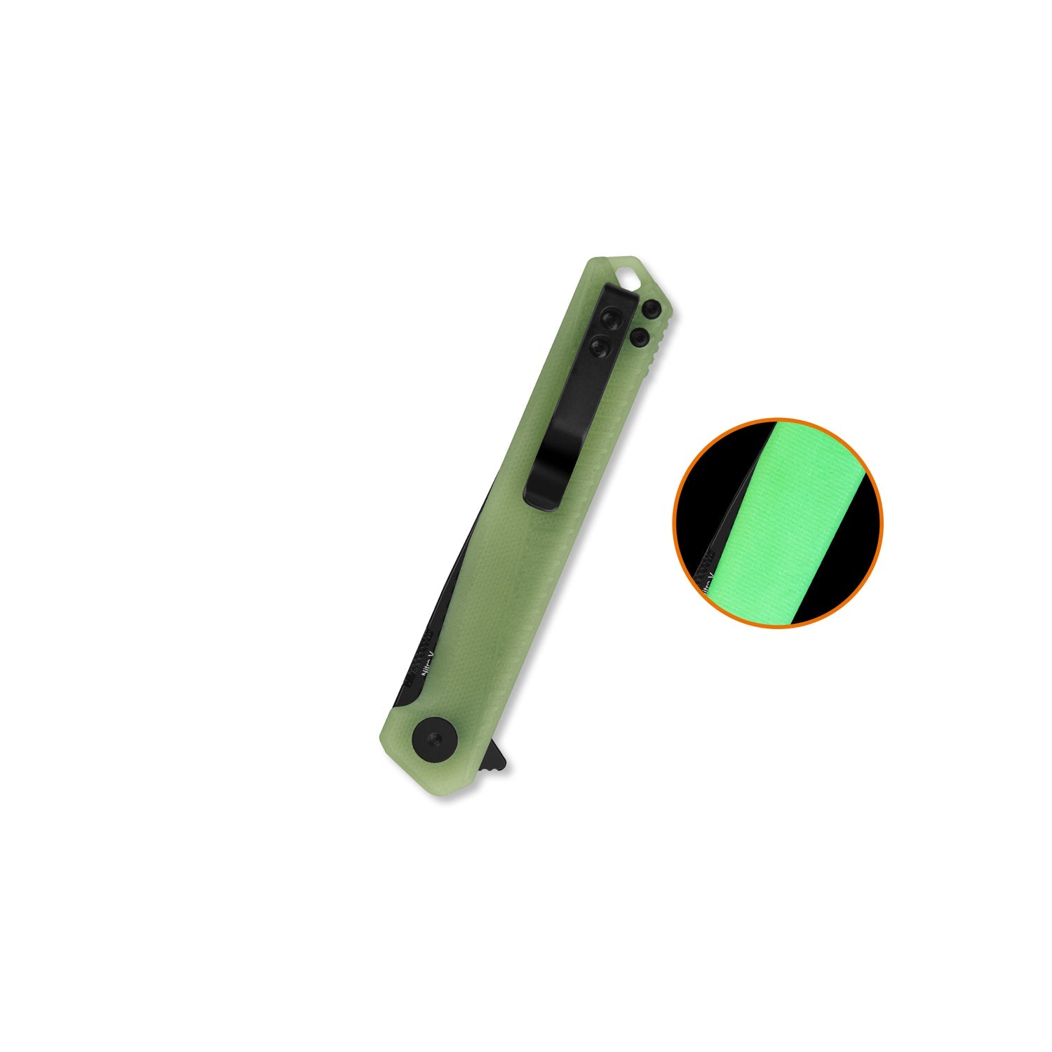 QSP Mantis QS176-B2 Black Washed Nitro-V Blade Glow in the Dark G10 Handle Liner Lock Folding Knife