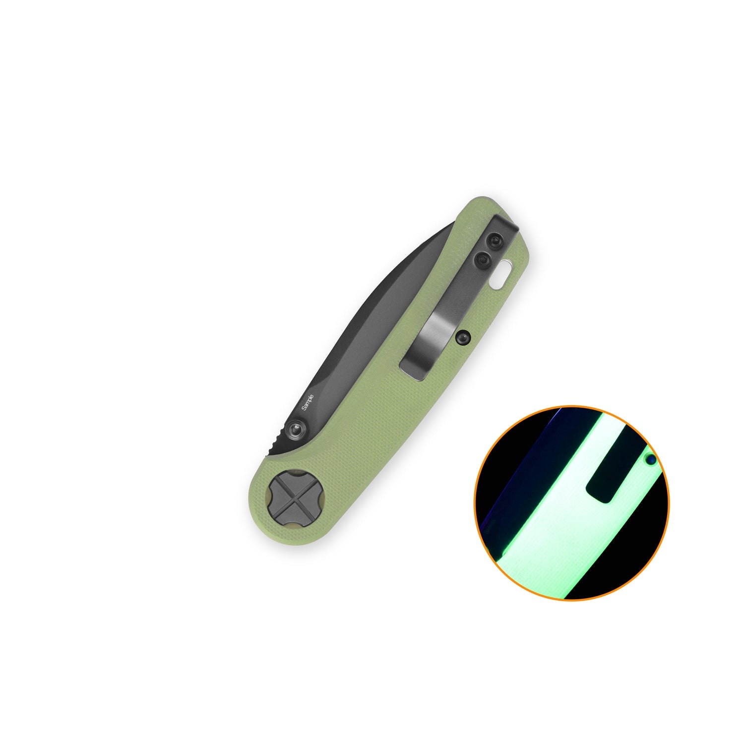 QSP Orca QS179-B2 10Cr15MoV Blade Black Glow-in-the-Dark G10 Handle Button Liner Lock Folding Knife