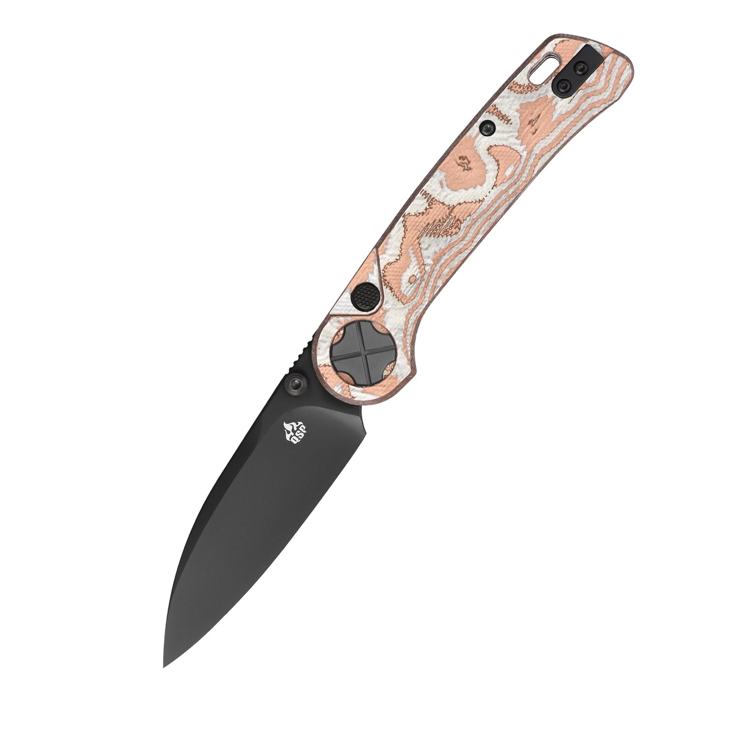 QSP Orca QS179-C2 10Cr15MoV Blade G10 with Copper & Aluminum Foil Handle Button Liner Lock Folding Knife